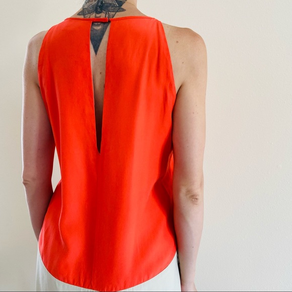 Parker silk color block Crosby coral Dress - Picture 4 of 9